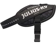 Julius-K9 IDC Powerharness Night Camo – Atspindintis juodo kamufliažo diržas, Mini dydis