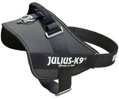 Julius-K9 IDC Powerharness pilkas – Premium reguliuojama petnešėlė, Mini-Mini dydis, ilgaamžė konstrukcija