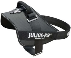 Julius-K9 IDC Powerharness pilkas – Premium reguliuojama petnešėlė, Mini-Mini dydis, ilgaamžė konstrukcija