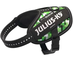 Julius-K9 IDC Powerharness Pixelfield – Atspindintis žalias pikselių šunų pakinktas, reguliuojamas