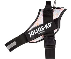 Julius-K9 IDC Powerharness Pretty – Atspindintis gėlių raštų pakinktas su saugiu prigludimu