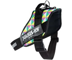 Julius-K9 IDC Powerharness Retro – Atspindinti šunų pavadėlio su spalvingu trikampio dizainu, 0 dydis