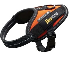 Julius-K9 IDC Powerharness UV Oranžinė – Premium reguliuojama pavadėlio jungtis, 4 dydis, itin ryškus dizainas