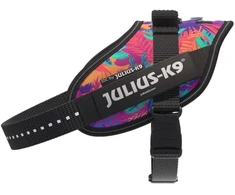 Julius-K9 IDC Powerharness Vibe – Atspindinti šunų pavadėlio diržas, Palm Tree raštas, Mini dydis