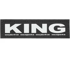 Julius-K9 King dėklo rinkinys – patvarūs lipukų, vardų ženkleliai, mažas dydis, 2 vnt.