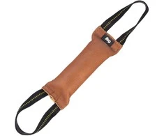 Julius-K9 odos traukimo žaislas – rudas, 25cm, dvigubos rankenos, patvari treniruočių priemonė
