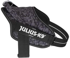 Julius-K9 Power &amp; More diržas Naktinio kamufliažo raštas – Adaptive pavadėlio žiedas, juodas kamufliažas, XXL dydis