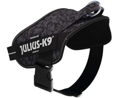 Julius-K9 Power &amp; More diržas Naktinio kamufliažo raštas – Adaptive pavadėlio žiedas, juodas kamufliažas, XXL dydis