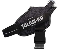 Julius-K9 Power &amp; More diržas Naktinio kamufliažo raštas – Adaptive pavadėlio žiedas, juodas kamufliažas, XXL dydis