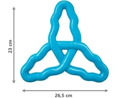 KONG Flyangle didelis plaukiojantis žaislas – elastingas, švelnus dantims, patvarus mėlynas dizainas