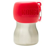 KONG H2O geriamojo vandens buteliukas 280ml – Kompaktiškas nerūdijančio plieno buteliukas su integruotu dubenėliu, juodas