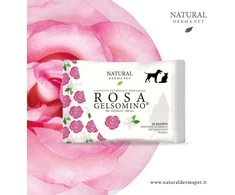Natural Derma Pet Valomosios šluostės švelnus valymas su rožių ir jazminų kvapu