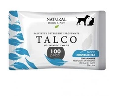 Natural Derma Pet valymo servetėlės su talko kvapu švelnus valymas