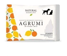 Natural Derma Pet drėgnos servetėlės valymui su citrusinių vaisių kvapu, švelni formulė