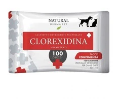 Natural Derma Pet Valymo šlapių servetėlių formulė su chlorheksidinu, hipoalerginė