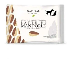 Natural Derma Pet Valomoji Servetėlės Migdolų Pieno Kvapo Švelnus Valymas