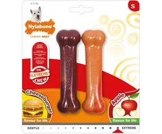 Nylabone Extreme Bone dviejų pakuotė – patvarus kramtomųjų kaulų rinkinys, jautienos, sūrio ir obuolių skonio