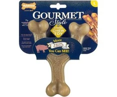 Nylabone Gourmet Wishbone Bacon Chew – Tvirtas didelio dydžio šunims skirtas žaislas su intensyviuBekono skoniu