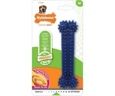 Nylabone vidutinio intensyvumo vištienos dantų kaulas – lankstus kramtomasis, didelis dydis, vištienos skonis, burnos priežiūra