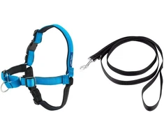 PetSafe Easy Walk Deluxe pavadėlis – švelnus juodas ir mėlynas šuns pavadėlis su pavadėliu, vidutinio dydžio