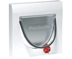 PetSafe Staywell Classic katės durelės su tuneliu – baltos, su 4 krypčių užraktu, universali prieigos sprendimas