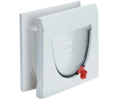 PetSafe Staywell Classic katės durelės su tuneliu – baltos, su 4 krypčių užraktu, universali prieigos sprendimas
