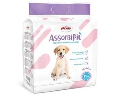 Record AssorbiPiu Puppy Pads 60x60cm – sugeruojantys treniruočių kilimėliai su tvirtinimo lopais, 11 vnt.