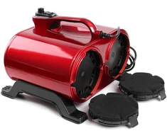 Shernbao Typhoon Raudona džiovintuvas 3000W – Stalinis džiovintuvas su dviem varikliais, didelis oro srautas 150 L/s, galingas našumas