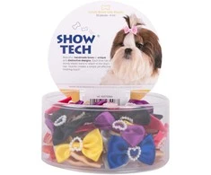 Show Tech Grooming Bows – Rankų darbo Elastingas Dekoratyvinis Rinkinys, 50 Vnt.
