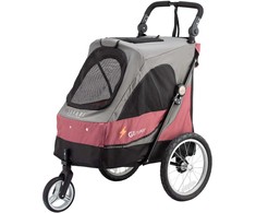Show Tech Petstro 3 ratukų vežimėlis – pilkas ir rožinis vežimėlis, lengvas, laiko iki 30 kg