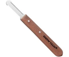 „Show Tech“ Trio-Trim Stripping peilis – 3 viename, medinė rankena, nuo vidutinio iki itin smulkaus dantuko