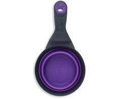 Sulenkamas „Dexas KlipScoop“ 3 viename, didelis 473 ml – sulankstomas maisto kaušelis su maišelio spaustuku, violetinis