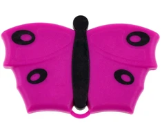 V7 Mini Butterfly teptukų šepetėlis – kompaktiškas rožinis pūkų valiklis su švelniais šereliais, ergonomišku dizainu