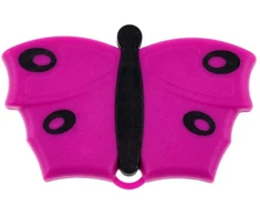 V7 Mini Butterfly teptukų šepetėlis – kompaktiškas rožinis pūkų valiklis su švelniais šereliais, ergonomišku dizainu