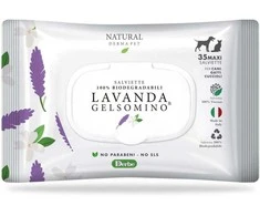 Natural Derma Pet Valomosios šluostės su levandų ir jazminų kvapu švelniai valančios