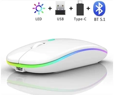 Belaidė pelė kompiuterinė pelytė su USB jungtimi, balta