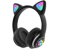 Belaidės ausinės katės ausys juodos spalvos su bluetooth, spalva: rožinė