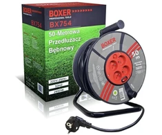 Susukamas statybinis prailgintuvas Boxer BX754, 4 lizdai, 50m., spalva: juoda
