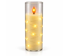 LED žvakė su dekoratyvine švieselių vielute 10756, 20 cm