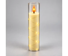 LED žvakė su dekoratyvine švieselių vielute 10759, 20 cm