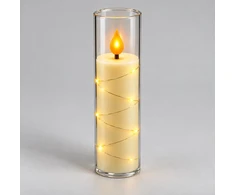 LED žvakė su dekoratyvine švieselių vielute 10758, 15 cm