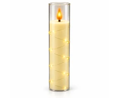 LED žvakė su dekoratyvine švieselių vielute 10759, 20 cm
