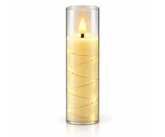 LED žvakė su dekoratyvine švieselių vielute 10175, 15 cm