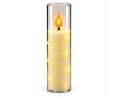 LED žvakė su dekoratyvine švieselių vielute 10758, 15 cm