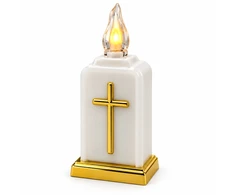 LED žvakė su kryžiumi, mišrios spalvos 10752, 13 cm