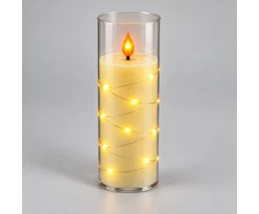 LED žvakė su dekoratyvine švieselių vielute 10756, 20 cm