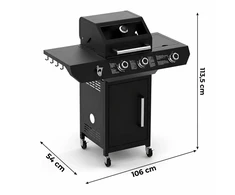 Dujinis grilis Varen 3.0 Juodas, 10 kW, 2+1 degikliai
