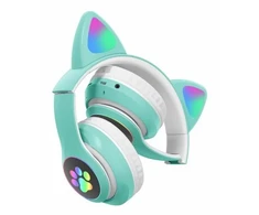 Ausinės bluetooth Cat ears, belaidės, vaikiškos, spalva: žalia