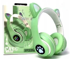 Ausinės bluetooth Cat ears, belaidės, vaikiškos, spalva: žalia