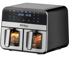 Kraftdele Kraft &amp; Dele Karšto oro gruzdintuvė be riebalų KD4179, 9 l 2500 W, du skyriai po 4,5 l + LCD ekranas, spalva: juoda